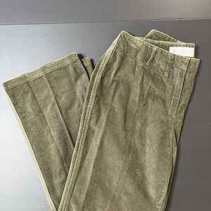 Jones Wear Corduroy Straight Leg Pants Women's 10 Green Boho Preppy Business